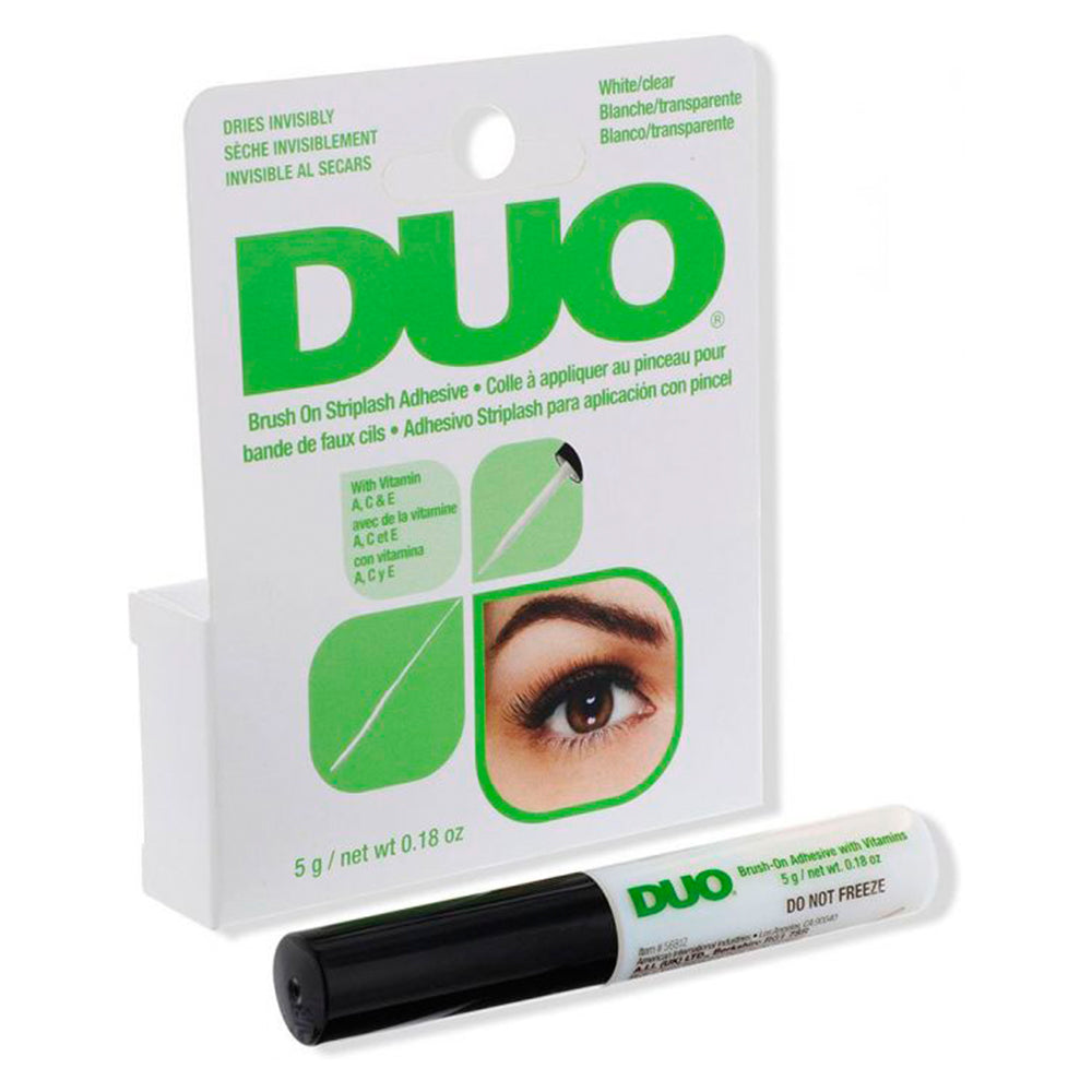DUO PEGAMENTO PARA PESTAÑAS APLICACIÓN CON PINCEL "BLANCO/TRANSPARENTE" 5g