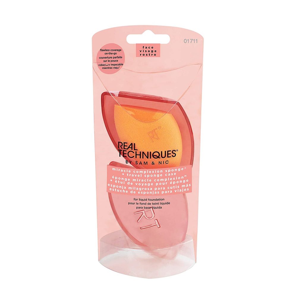REAL TECHNIQUES MIRACLE COMPLEXION SPONGE+TRAVEL SPONGE CASE #01711