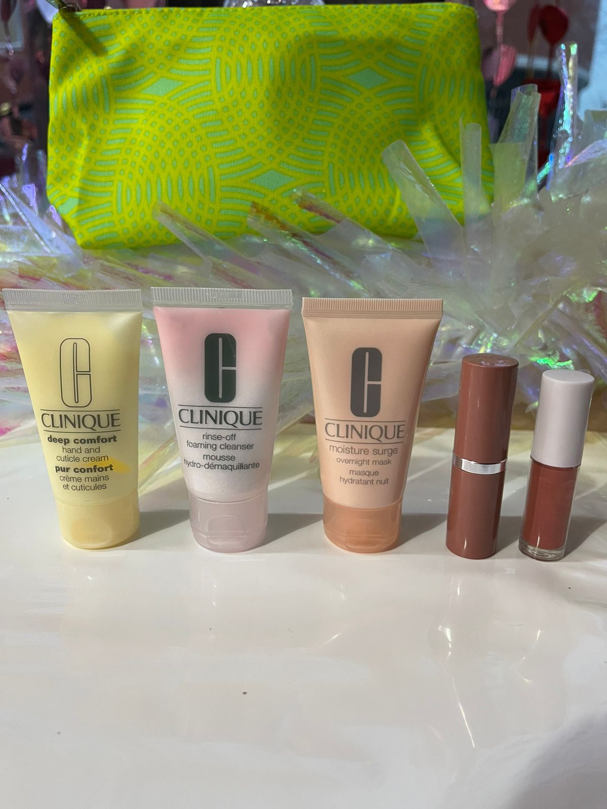 Set Clinique Cosmetiquera Verde 5 Piezas Travel Size