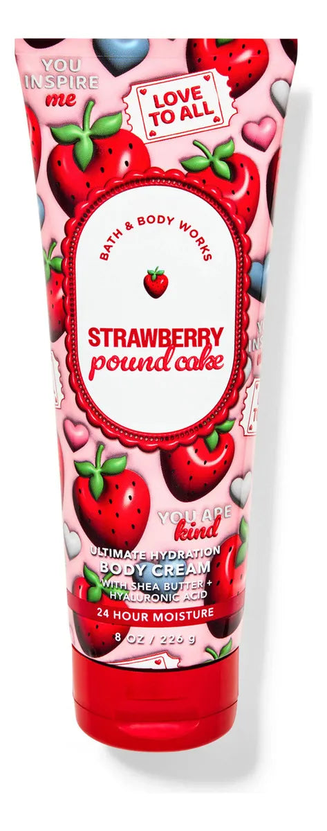 Bath & Body Works Ultimate Hydration Body Cream Strawberry Pound Cake 226g - Pink Beauty
