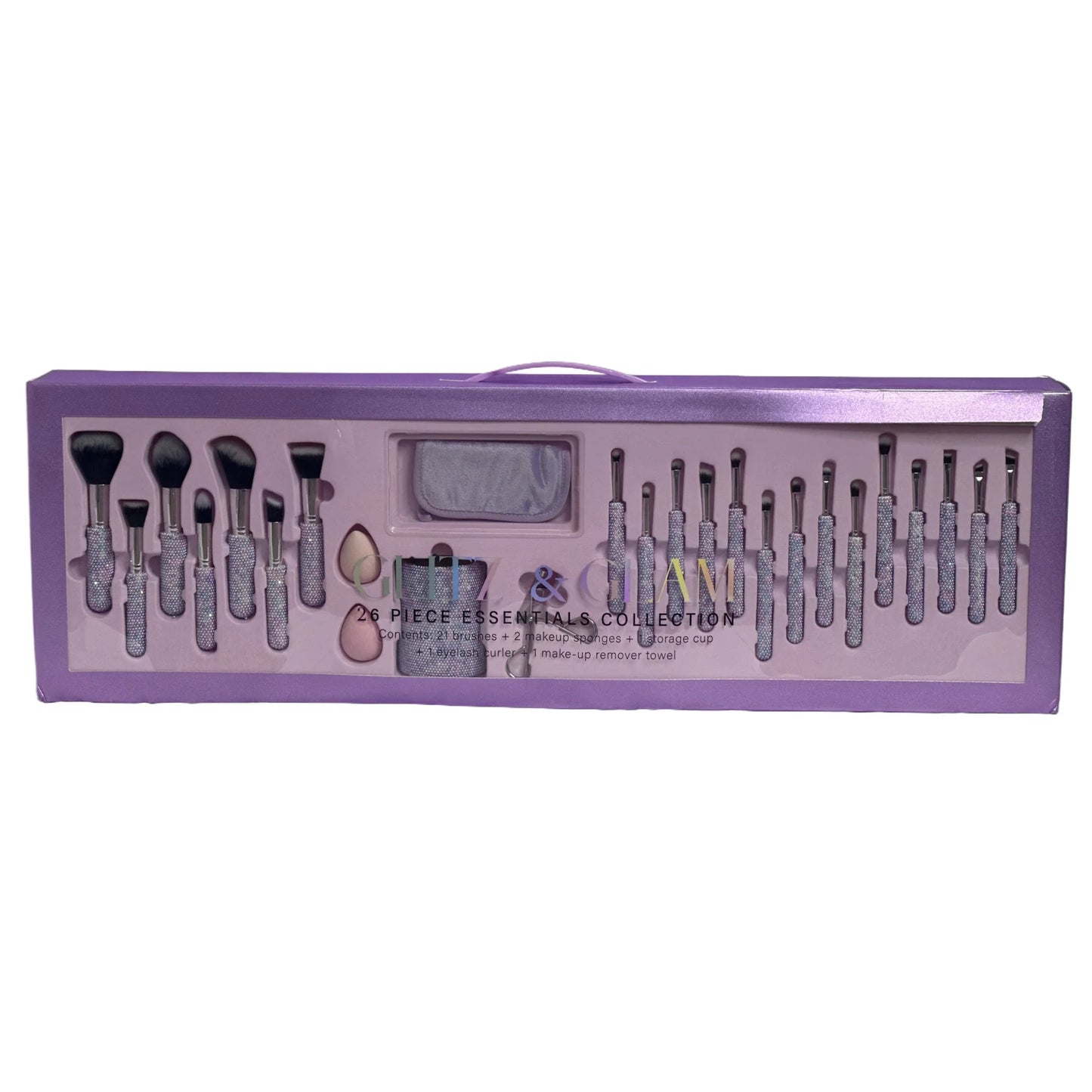 CAJA MALTRATADA Blingy Pearl Glitz & Glam | 26pc Essentials Collection Brush Set Purple CAJA DANADA