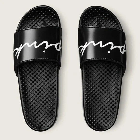 Sandalias Pink Negras con letras blancas - Talla "M"