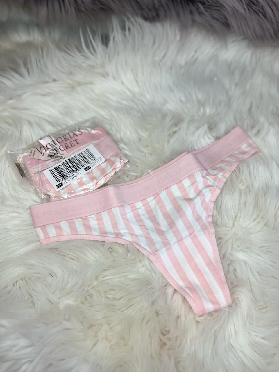 VICTORIA´S SECRET PANTY ROSA/BLANCO TALLA M