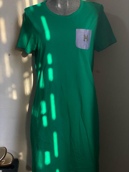 Vestido Tommy Hilfiger manga Corta Color Verde - Talla "M"