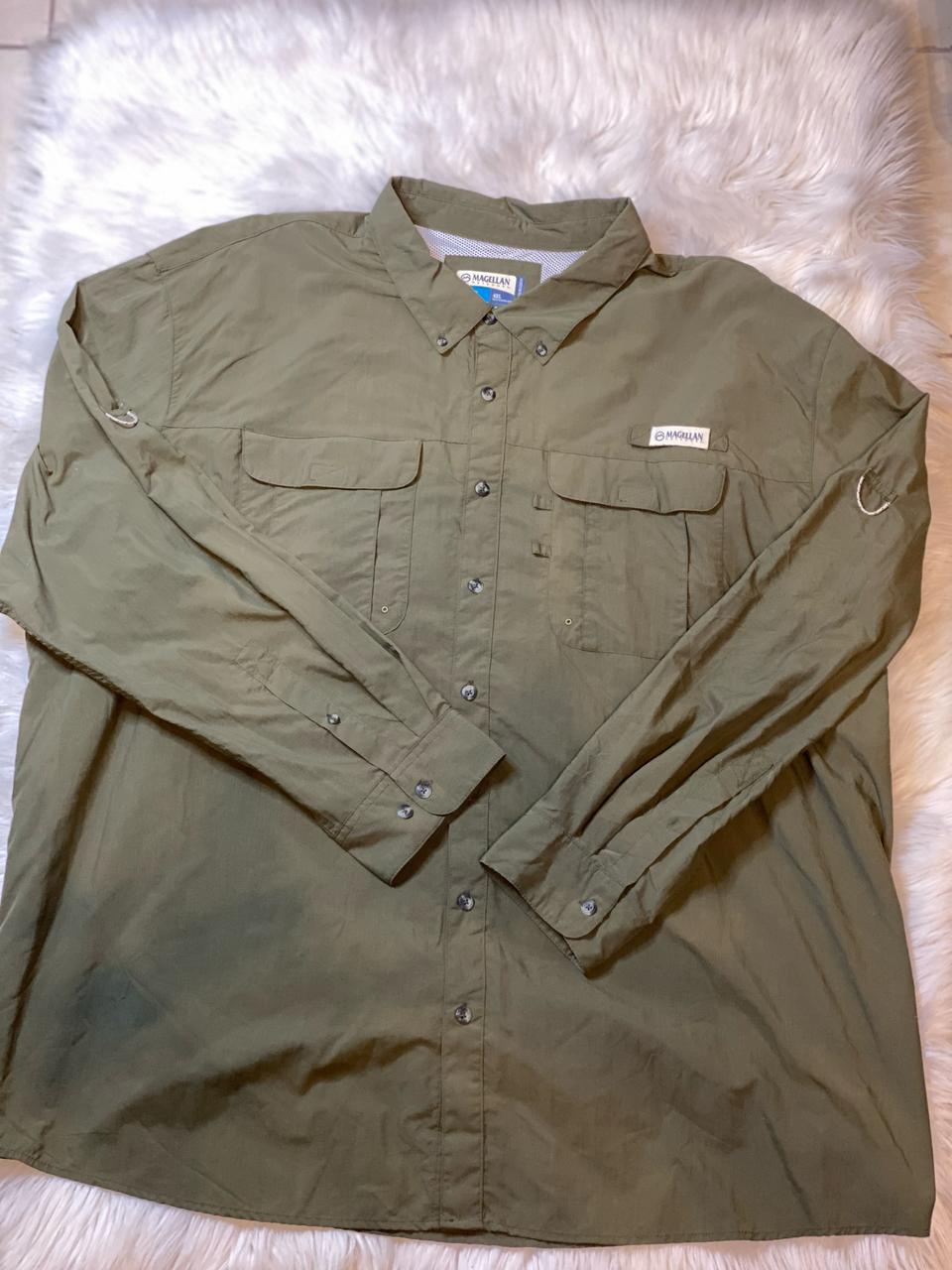 Camisa Magellan manga larga p/Caballero Color "Verde oliva" - Talla "4XL"