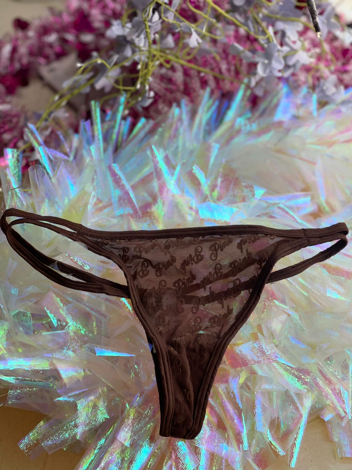 Pink Victoria's Secret Thong Color Cafe Talla M