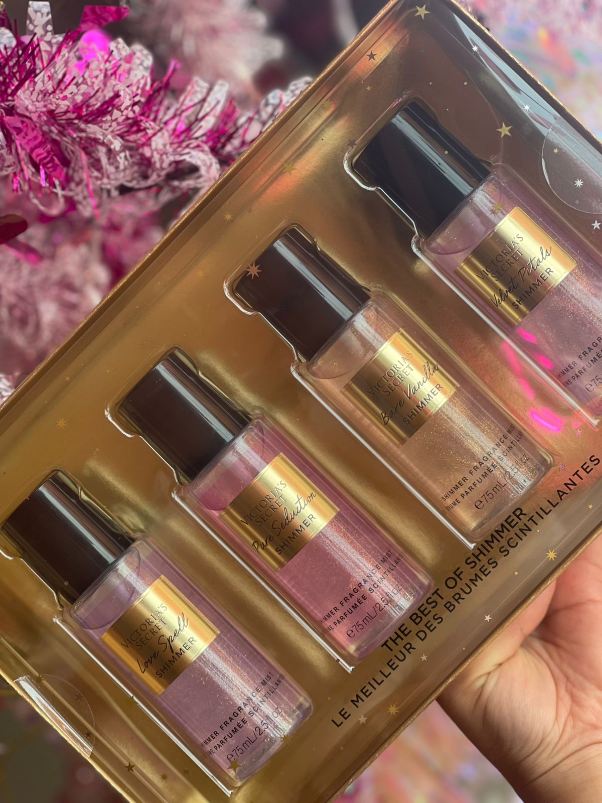 Victoria Secret Set 4 Piezas Shimmer mini 75 ml C/U