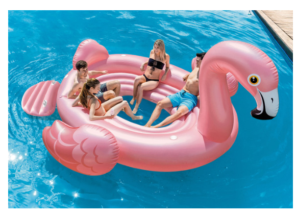 Flamingo Party Inflatable Pool Island Float - Para 6 personas