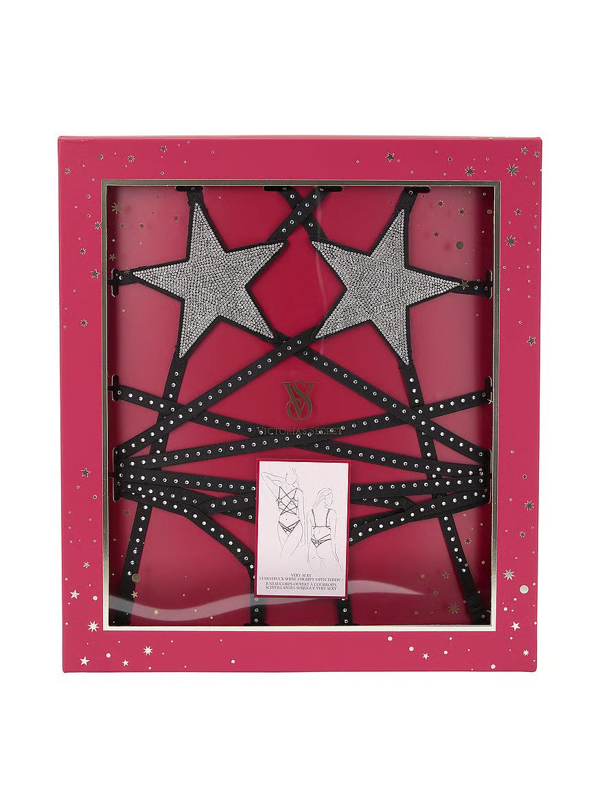 Victorias Secret Very Sexy Starstruck Shine Strappy Open Teddy