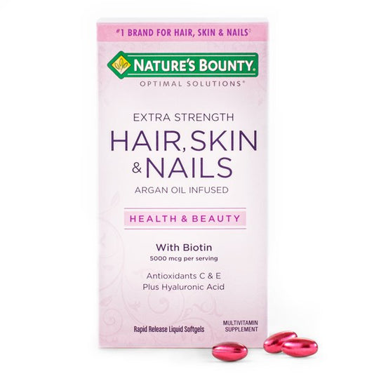 Nature's Bounty Extra Strenght Hair,skin &amp; Nails Argan Oil Infused 5000 Mcg Per Serving 150 Capsulas