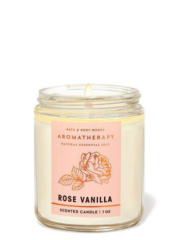 BATH & BODY WORKS CANDLE ROSE VANILLA - Pink Beauty