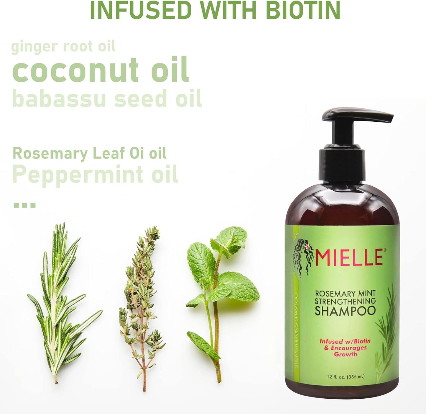 Mielle Organics Rosemary Mint Strengthening Shampoo con Biotina 355ml