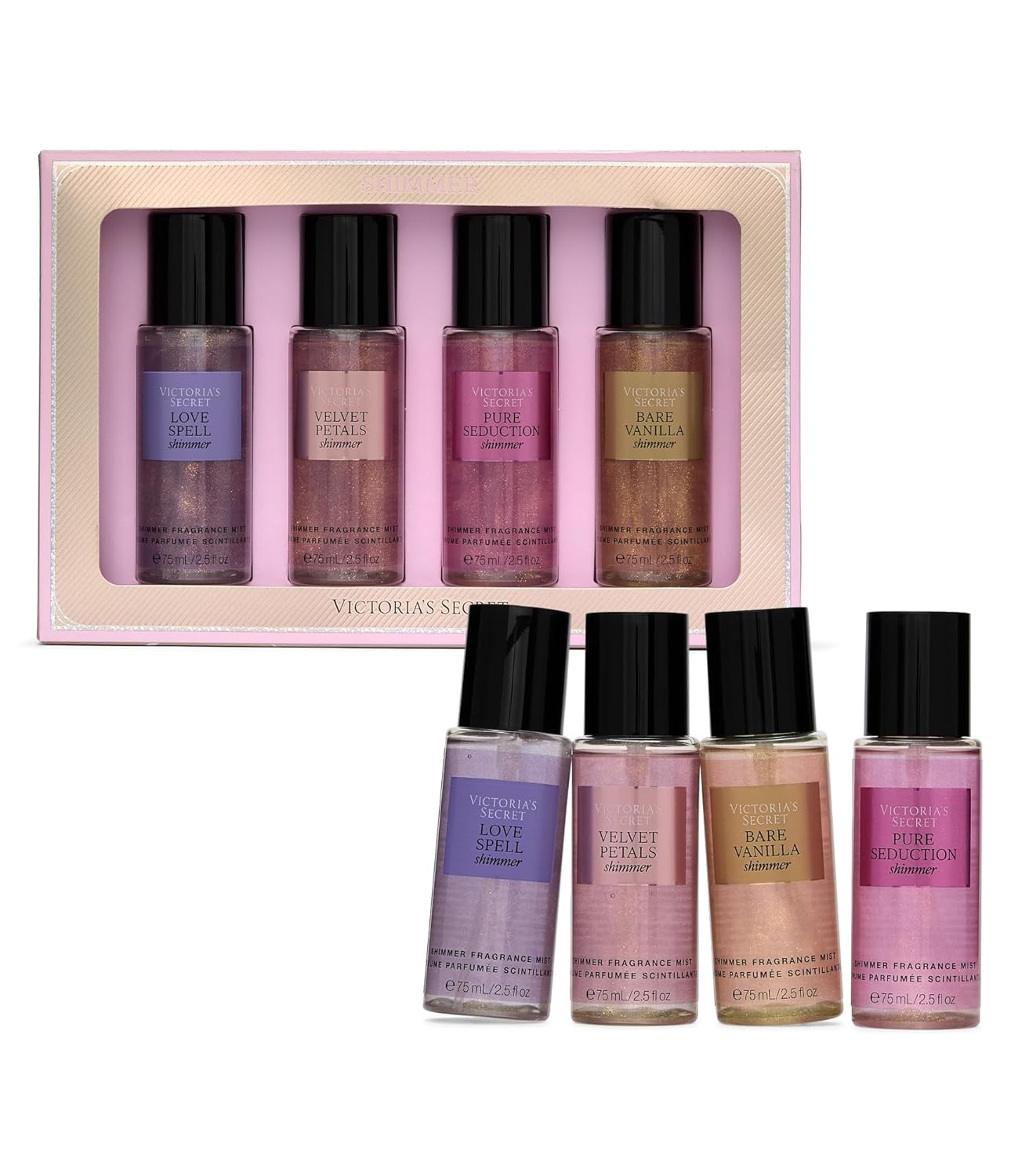 Victoria's Secret Mini Body Mist Shimmer Set Discovery 4pz