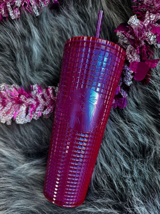 STARBUCKS 2024 Iridescent Deep Magenta Grid