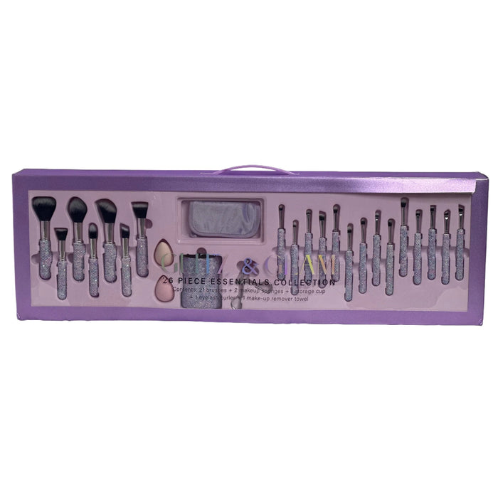 Blingy Pearl Glitz & Glam | 26pc Essentials Collection Brush Set Purple