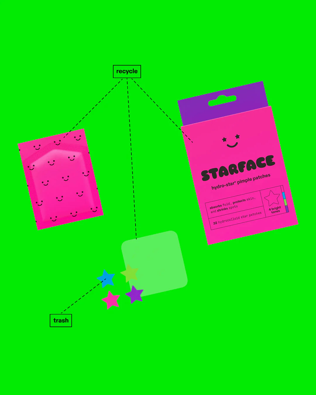 Starface Pimple Patches 4 Bright Tones 32pzs - Pink Beauty