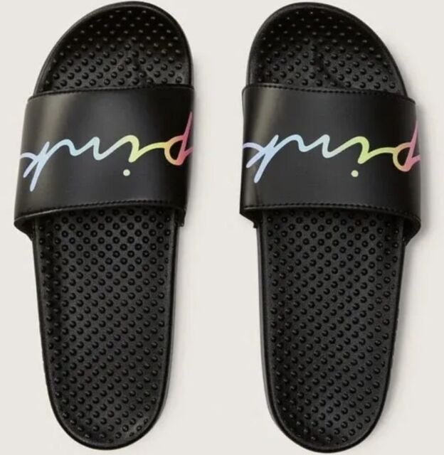 Sandalias Pink Negras con letras de colores - Talla "M"