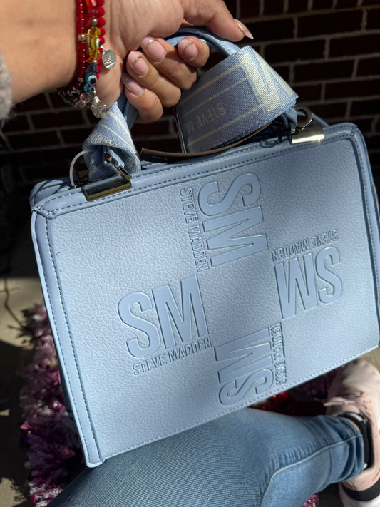 STEVE MADDEN BLUE GLAZE BMATEO SATCHEL