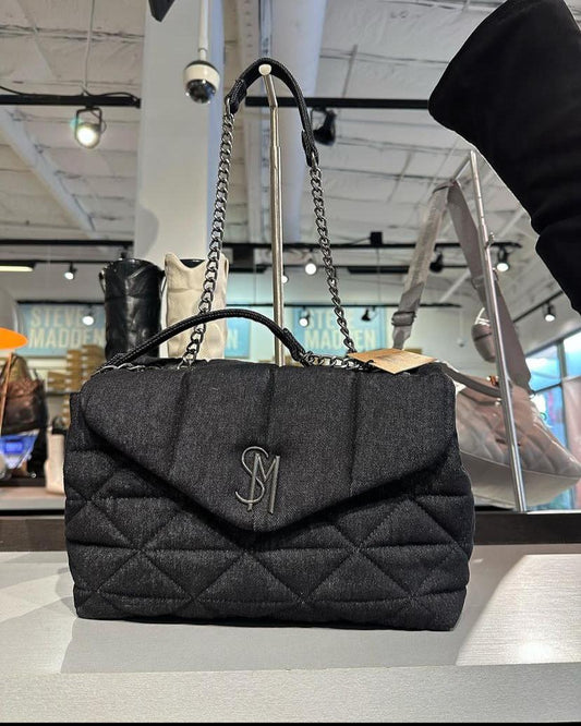 STEVE MADDEN BLK/DENIM BBRITNEY SHOULDER BAG