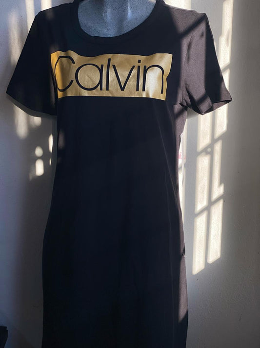 Vestido Calvin Klein manga Corta Color Negro - Talla "M"