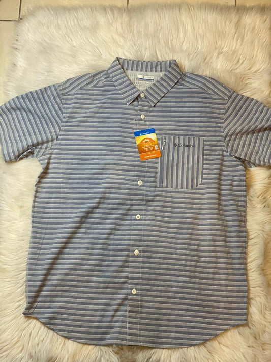 Columbia Camisa manga corta p/caballero  Color "Rayas Celeste" - Talla "L"