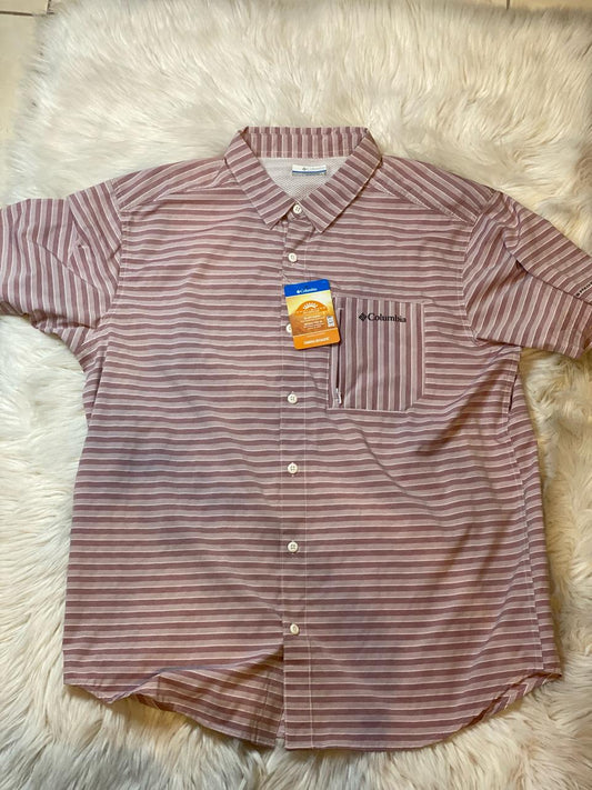 Columbia Camisa manga corta p/caballero  Color "Rayas Gris" - Talla "L"