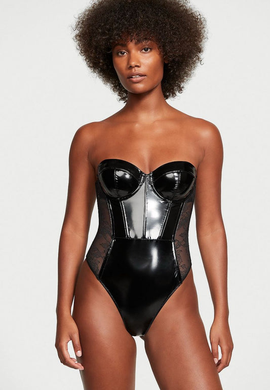 Victorias Secret Teddy Faux Patent Leather - Talla "L"