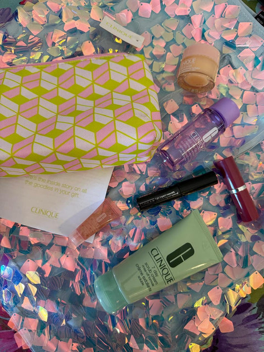 Clinique Set 6pz Pink And Green Bag