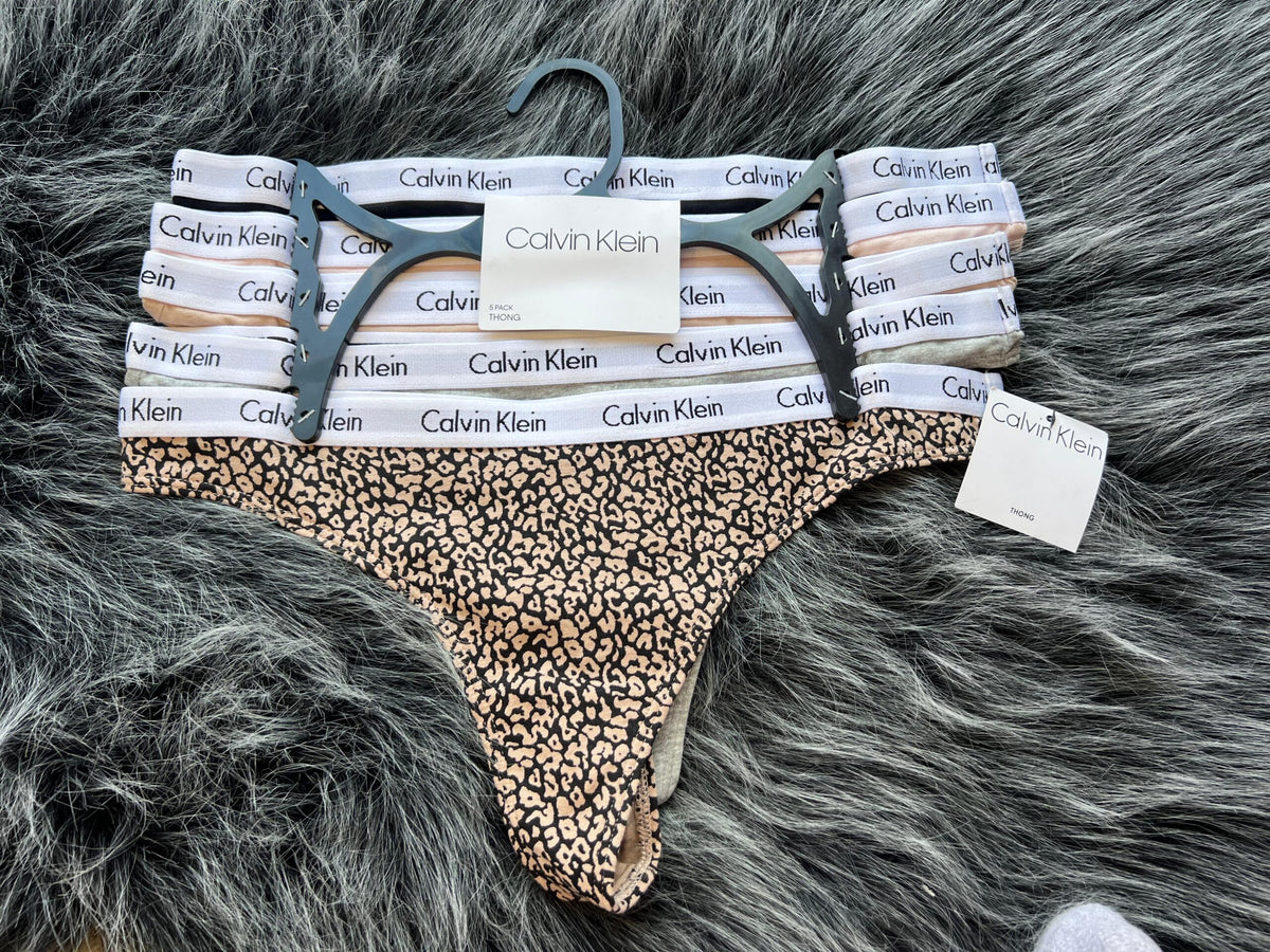 CALVIN KLEIN SET DE 5 THONGS (TANGAS) Talla M - Pink Beauty