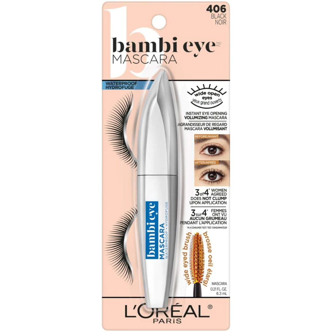 LOREAL BAMBI EYE MASCARA WATERPROOF #406 BLACK - Pink Beauty