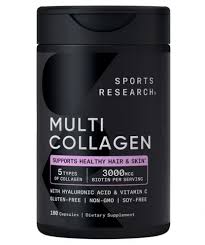 Sport Research - Multi Collagen 3000mcg con acido hialuronico y vitamina C 180 caps