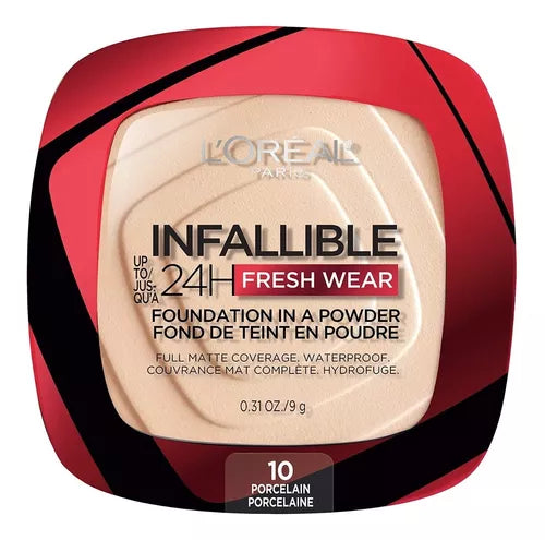 L'Oréal Paris Infallible 24h Fresh Wear Powder, Tono 10 Porcelain

