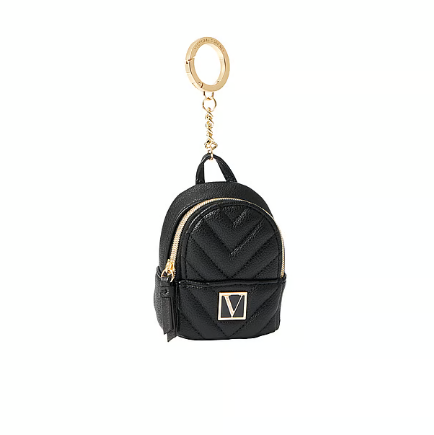 Victorias Secret Llavero Mini Mochila Negra con Patron