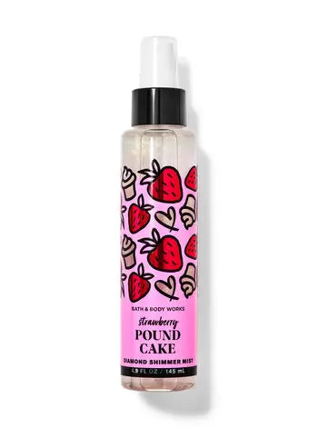 BATH AND BODY WORKS Diamond Shimmer Mist STRAWBERRY POUND CAKE 145ml - Pink Beauty
