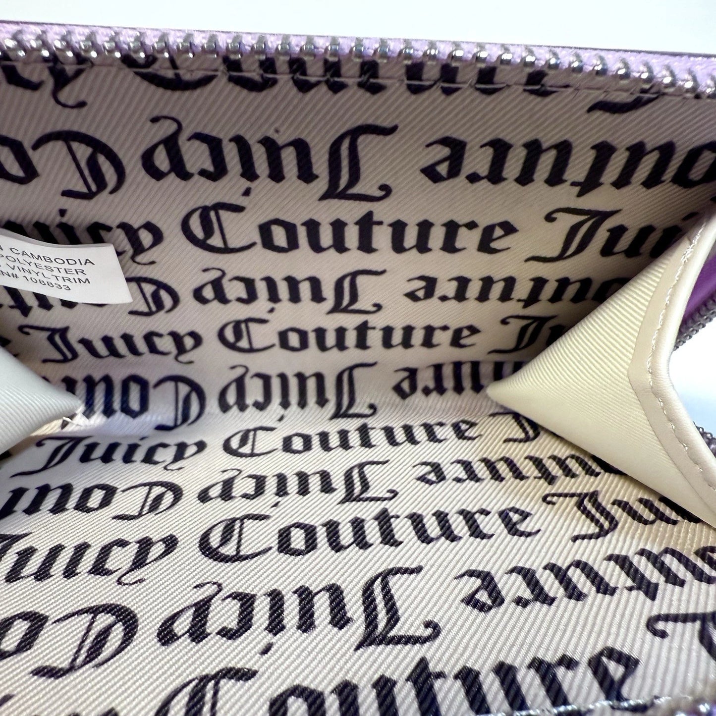 Juicy Couture String Of Pearls Double Medium Zip Around Wallet Violet Tulle